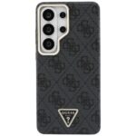 Guess PU Leather 4G Strass Triangle Logo Gold Frame Magnetic Zadní Kryt pro Samsung Galaxy S26 Ultra Black - imagine 4