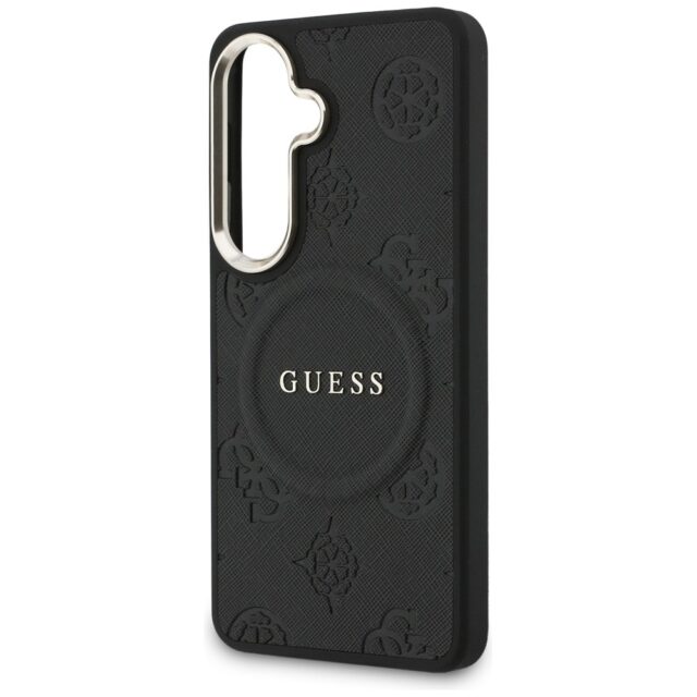 Case Guess Saffiano Peony Embossed Ring  MagSafe for Samsung Galaxy S26 black - imagine 6