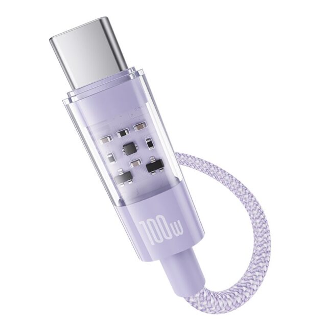 Baseus Gem USB C to USB C fast charging cable 2 m 100 W Purple - imagine 3