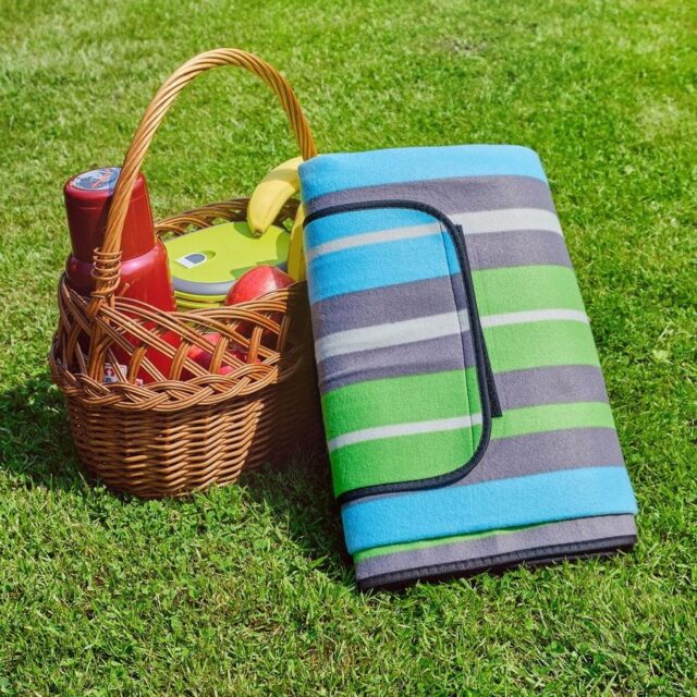 PROMIS Picnic Blanket  Green Stripes  200 cm x 150 cm - imagine 4