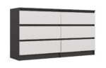 M6 MALWA CHEST OF DRAWERS 140 CM 6 DRAWERS ANTHRACITE/WHITE