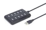 Gembird UHB-U2P10P-01 10-port USB 2.0 hub  black - imagine 2