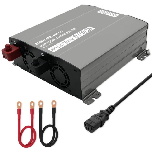 Qoltec Smart Professional Monolith Battery Charger for LiFePO4 AGM GEL SLA batteries | 90A | 12V | Fast charging - imagine 10