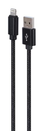 Gembird CCDB-mUSB2B-AMLM-6 Cotton braided 8-pin cable with metal connectors  1.8 m  black