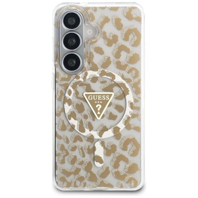 Case Guess IML Leopard Print Triangle    MagSafe for Samsung Galaxy S26 brown - imagine 3