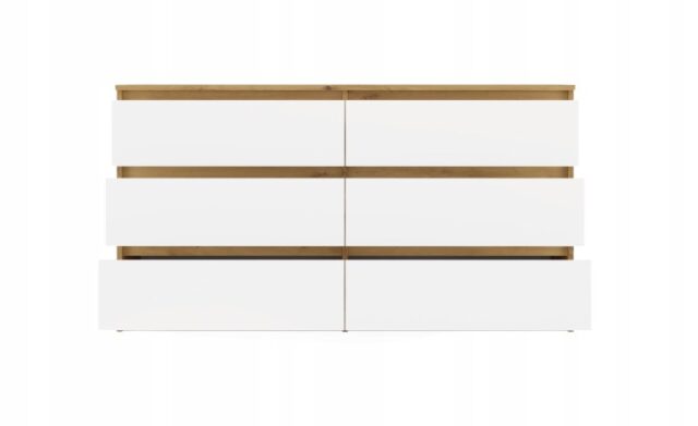 M6 MALWA CHEST OF DRAWERS 140 CM 6 DRAWERS OAK ARTISAN/WHITE - imagine 6