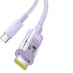 Baseus Gem USB C to USB C fast charging cable 2 m 100 W Purple - imagine 2