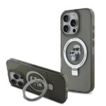 Karl Lagerfeld Ringstand Karl and Choupette MagSafe Zadní Kryt pro iPhone 16 Pro Max Black
