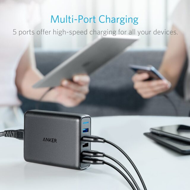 Anker PowerPort Speed 5  63W 5 Port USB Charger  Power Adapters with Quick Charge 3.0 - imagine 4