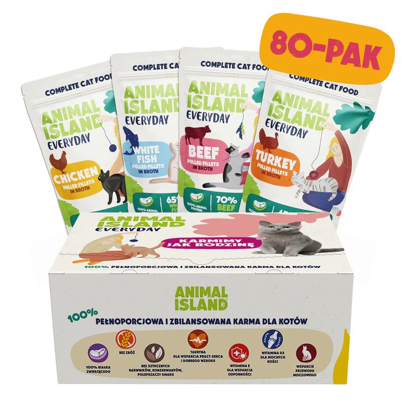 cps-a1fd5bec54849be82aeefa3e2ef97783-2026-03-27-16-53-32 ANIMAL ISLAND wołowina/kurczak/indyk/ryba mix smaków 80x85g - imagine 1