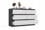 M6 MALWA CHEST OF DRAWERS 120 CM 6 DRAWERS ANTHRACITE/WHITE - imagine 3