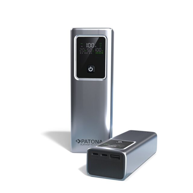 PATONA Platinum Powerbank Luxury One PD100 | 20000mAh | PD 100W | USB-C + USB-A Silver  Black - imagine 4
