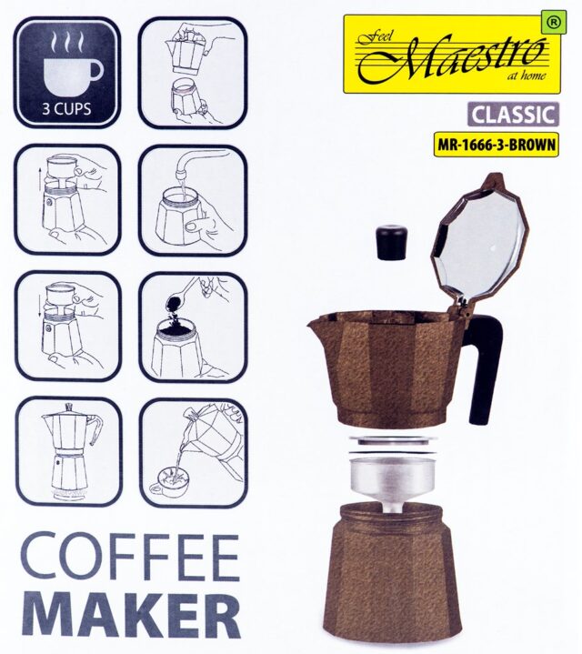 Maestro 3 cup coffee machine MR-1666-3-BROWN brown - imagine 9