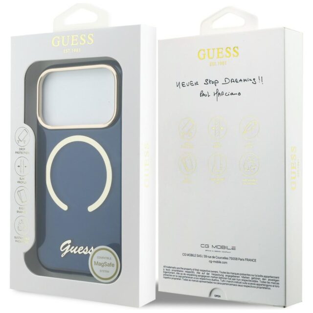 Case Guess IML Script Metal MagSafe for   iPhone 17 Pro blue - imagine 8