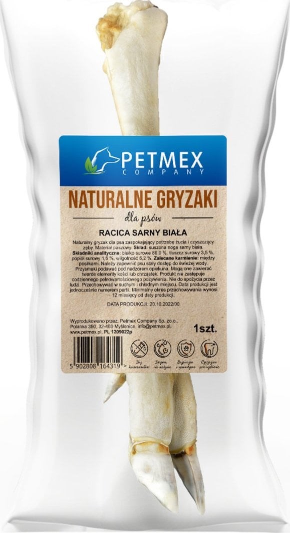 cps-a64c27c27916dc32871aa8a6168b296d-2026-03-02-02-02-11 PETMEX Roe deer's hoof white - dog treat - 300g - imagine 1