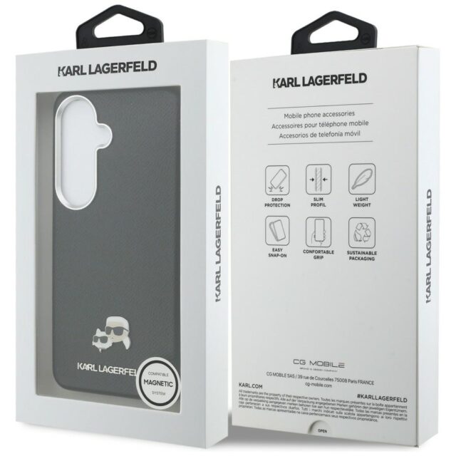 Karl Lagerfeld Grained PU Leather K&CH Heads Magnetic Zadní Kryt pro Samsung Galaxy S26 Black - imagine 8