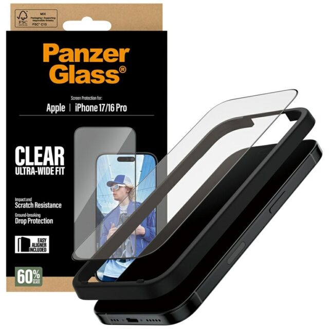PanzerGlass Ultra-Wide Fit EasyAligner Tempered Glass for iPhone 17 / 16 Pro - imagine 4