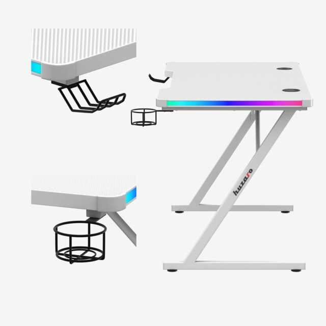 Huzaro Hero 2.5 White RGB gaming desk - imagine 9