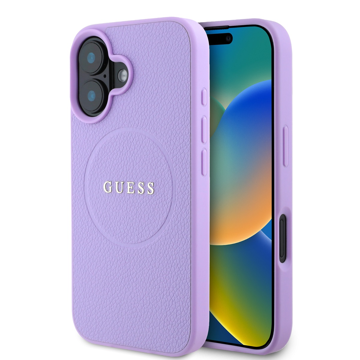cps-a80bc712ecbab5836db5338218b075ae-2026-03-05-08-57-39 Guess PU Grained Classic Logo MagSafe Zadní Kryt pro iPhone 16 Purple - imagine 1
