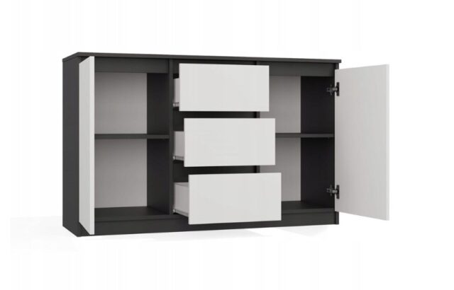 CHEST OF DRAWERS 2 DOORS 3 DRAWERS ANTHRACITE/WHITE - imagine 2