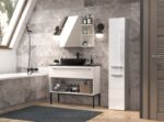 Bathroom cabinet NEL II 31x30x174 cm  white  glossy - imagine 7