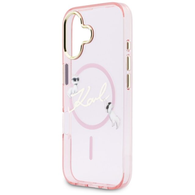 Case Karl Lagerfeld IML Choupettes Karl  Script Logo MagSafe for iPhone 17 pink - imagine 6