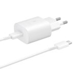 EP-TA800XWE Samsung 25W Cestovní nabíječka + USB-C Datový Kabel White (Pošk. Balení)