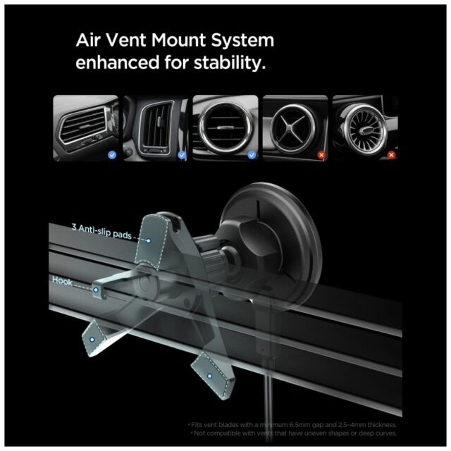 Uchwyt samochodowy do kratki              wentylacyjnej Spigen Essential indukcyjny Qi2 15W MagSafe czarny - imagine 4