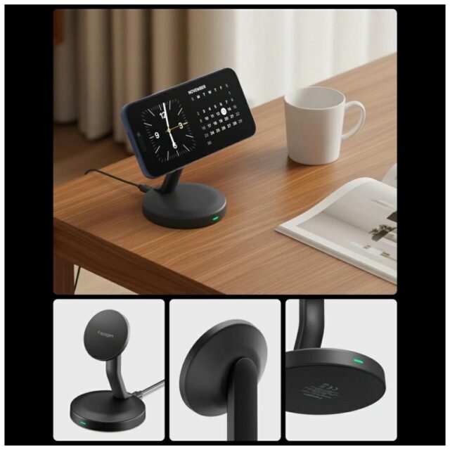 Wireless charger Spigen Essential EF151MS 15W MagSafe black - imagine 3