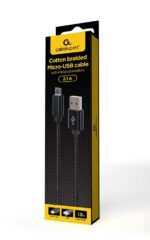 Gembird CCDB-mUSB2B-AMBM-6 Cotton braided Micro-USB cable with metal connectors  1.8 m  black