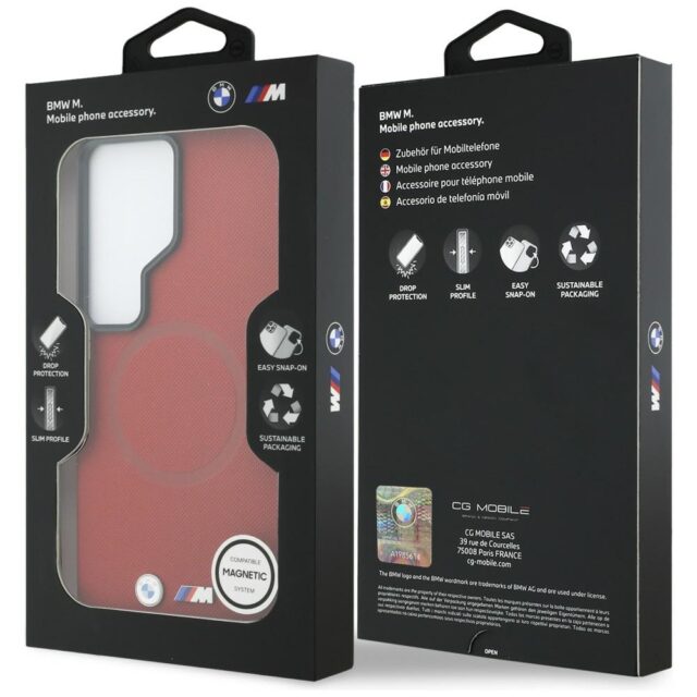 Case BMW M Metal Logo MagSafe for Samsung Galaxy S26 Ultra red - imagine 8