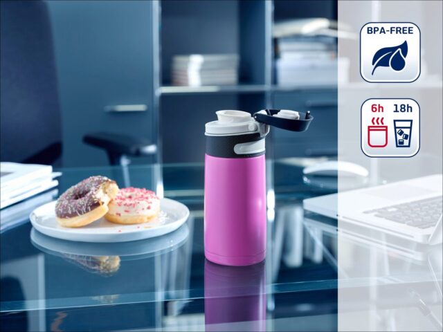 Leifheit Thermal mug Flip 350 ml Purple - imagine 6