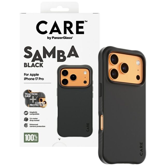 Case CARE by PanzerGlass Fashionable Samba MagSafe for iPhone 17 Pro black - imagine 4
