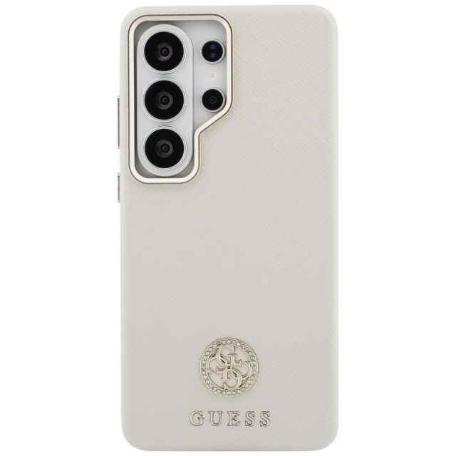 Case Guess Rhinestone Round Logo MagSafe for Samsung Galaxy S26 Ultra beige - imagine 3