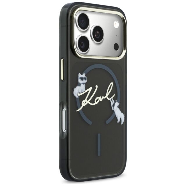 Case Karl Lagerfeld IML Choupettes Karl  Script Logo MagSafe for iPhone 17 Pro Max black - imagine 4
