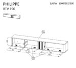 PHILIPPE TV cabinet 190x35.3x30 cashmere matte + small black fireplace - imagine 6