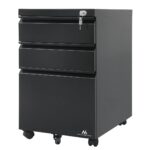 Under-desk cabinet metal container with lock Maclean  on wheels  black  MC-850 - imagine 4