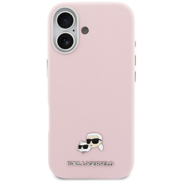 Case Karl Lagerfeld Karl & Choupette     Head Pins Saffiano MagSafe for iPhone 17 pink - imagine 3
