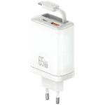 Wall charger USAMS Xiang Series CC299 65W 1xUSB-C 1xUSB-A + USB-C cable white