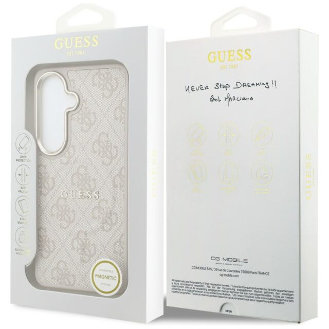 Guess PU Leather 4G Gold Frame Magnetic Zadní Kryt pro Samsung Galaxy S26 Pink - imagine 9