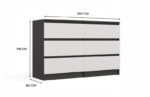 M6 MALWA CHEST OF DRAWERS 120 CM 6 DRAWERS ANTHRACITE/WHITE - imagine 7