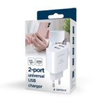 Gembird TA-UC-2A12-01-BK mobile device charger Universal White AC Indoor - imagine 4