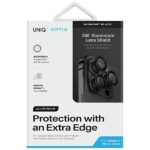 UNIQ Optix Aluminum Camera Lens Protector iPhone 15 Pro 6.1" midnight black camera lens glass - imagine 2