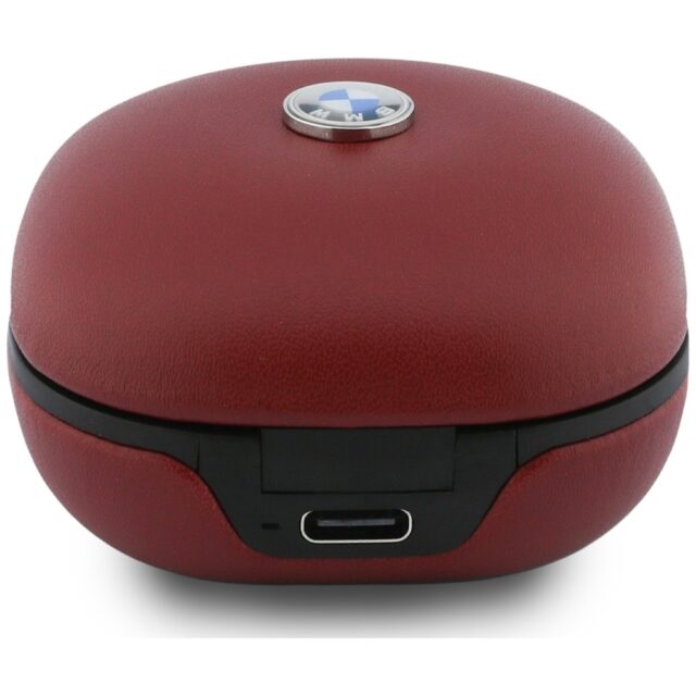 Headphones Bluetooth TWS BMW Leather      Metal Logo ENC red - imagine 4