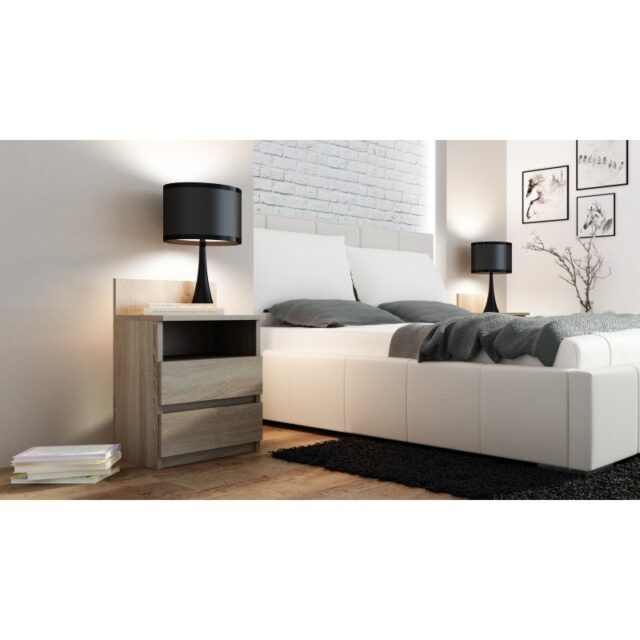 Topeshop M1 SONOMA MAT nightstand/bedside table 2 drawer(s) Oak - imagine 4