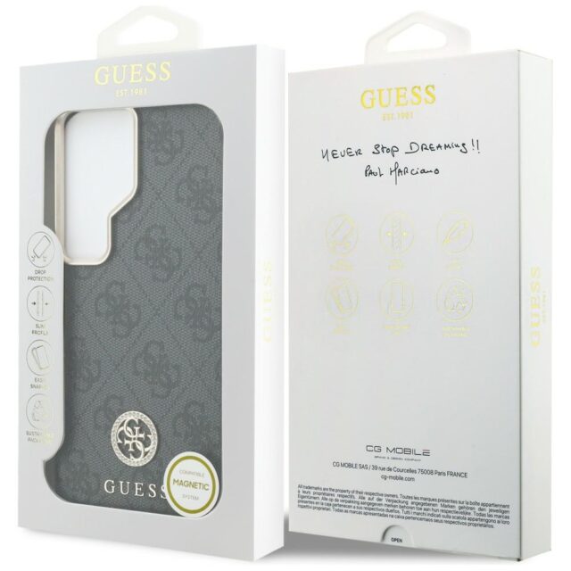 Guess PU Leather 4G Strass Logo Gold Frame Magnetic Zadní Kryt pro Samsung Galaxy S26 Ultra Black - imagine 9