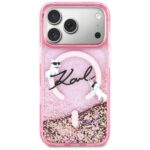 Case Karl Lagerfeld Liquid Glitter Karl  Script Logo MagSafe for iPhone 17 Pro Max pink - imagine 3