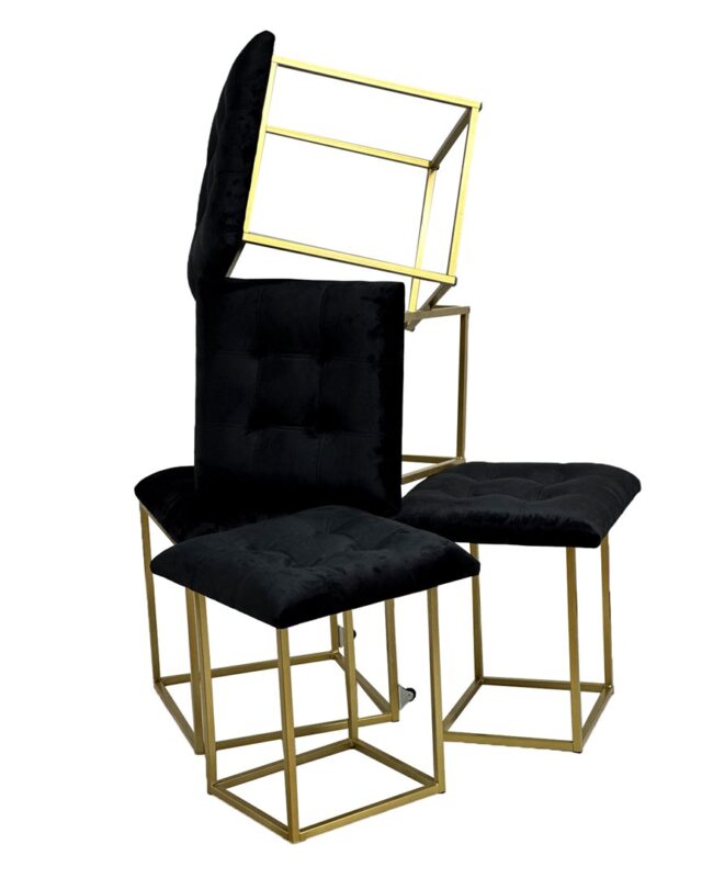 Puff-transformer 5in1 - 5 stools in 1 pouffe black velvet - imagine 7