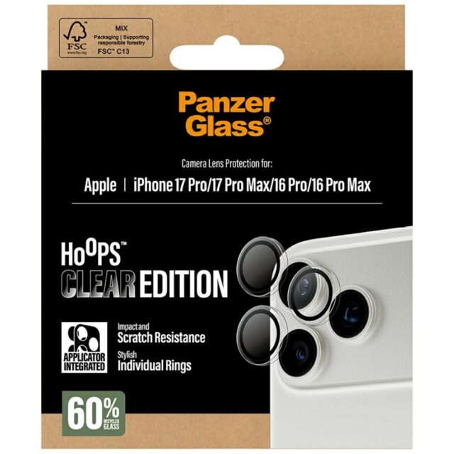 PanzerGlass Hoops Tempered Glass Lens Screen Protector for iPhone 17 Pro / 17 Pro Max / 16 Pro / 16 - imagine 5