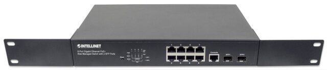 Intellinet 8-Port Gigabit Ethernet PoE+ Web-Managed Switch with 2 SFP Ports  IEEE 802.3at/af Power over Ethernet (PoE+/PoE) Compliant  140 W  Endspan  Desktop  19  Rackmount  Box - imagine 7